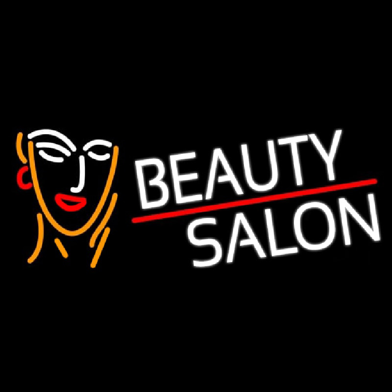 White Beauty Salon With Girl Neonreclame