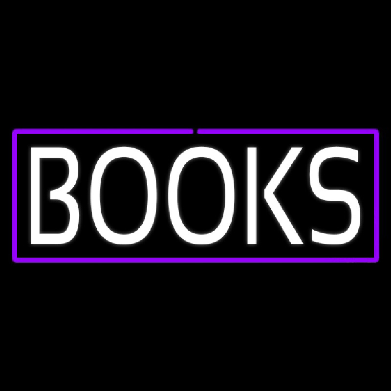 White Books Purple Border Neonreclame