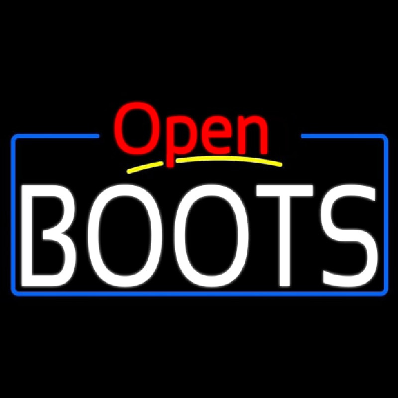 White Boots Open With Border Neonreclame