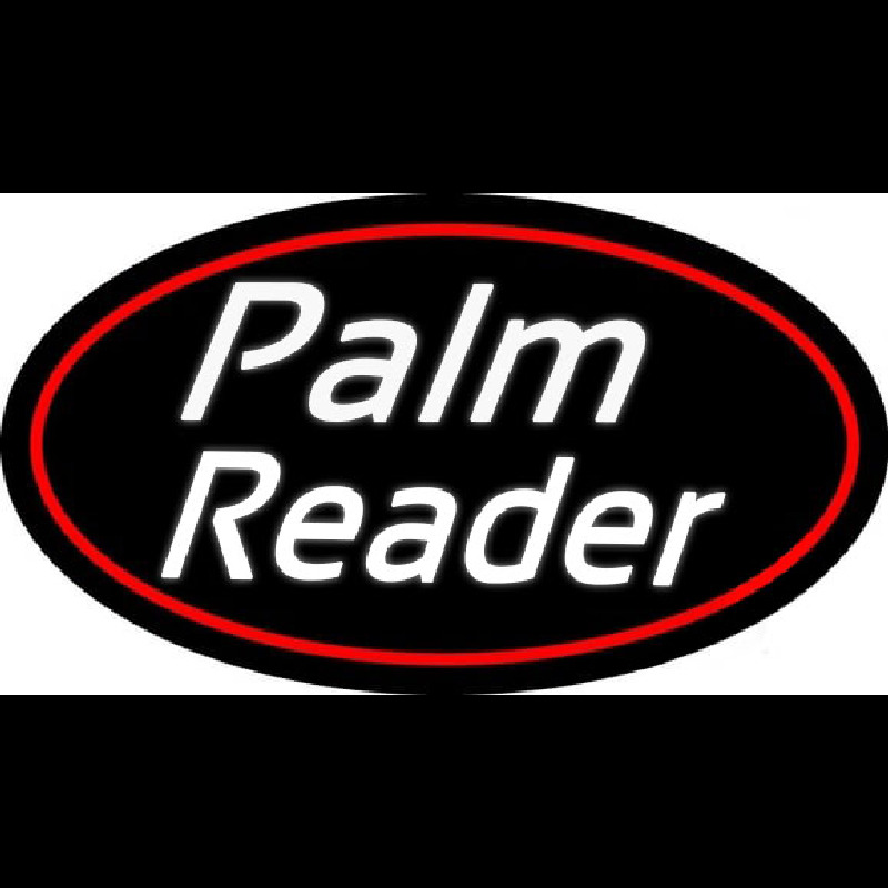 White Cursive Palm Reader Neonreclame