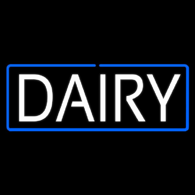 White Dairy With Blue Border Neonreclame