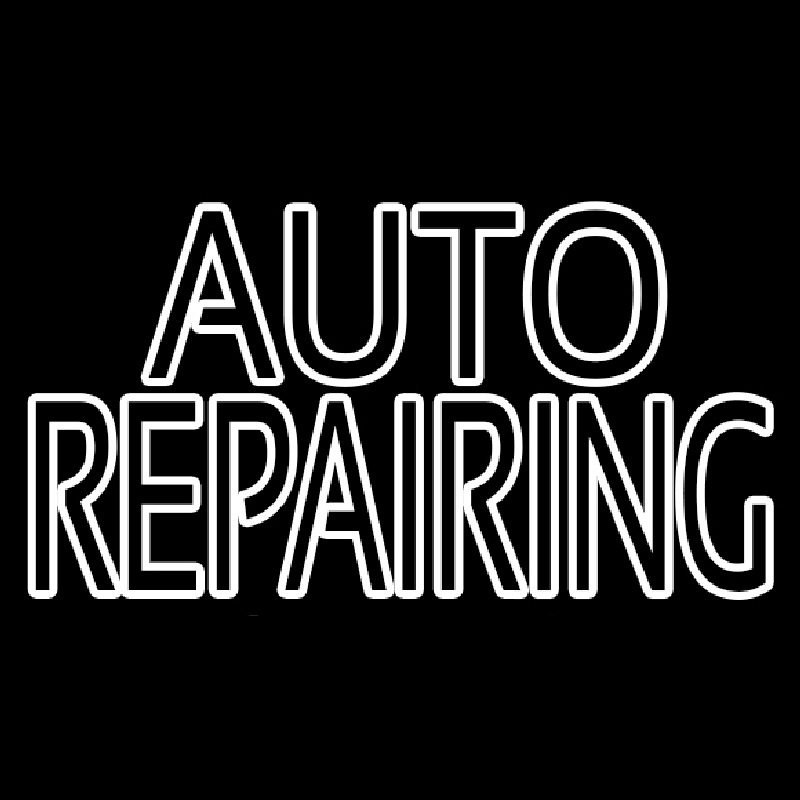 White Double Stroke Auto Repair Neonreclame