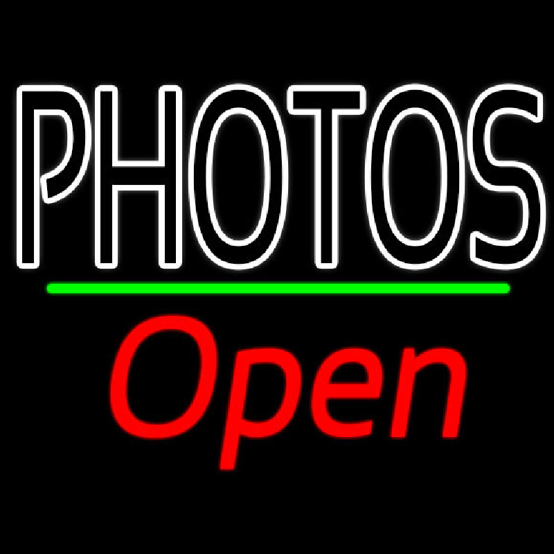 White Double Stroke Photo Open 2 Neonreclame