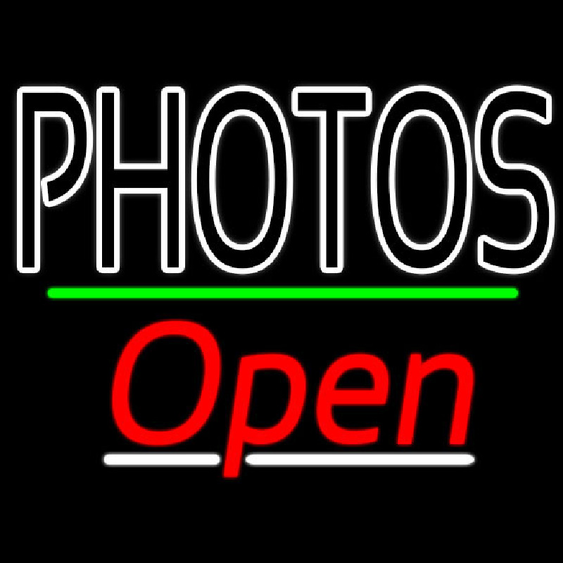 White Double Stroke Photo Open 3 Neonreclame