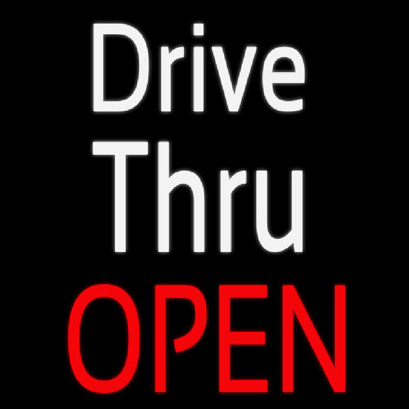 White Drive Thru Red Open Neonreclame