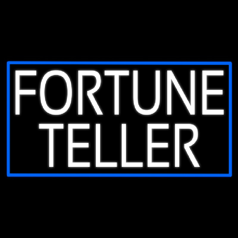 White Fortune Teller With Blue Border Neonreclame