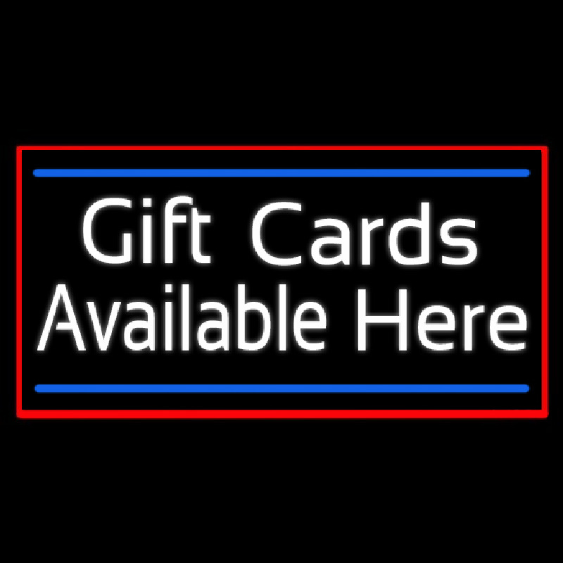 White Gift Cards Available Here Blue Line Neonreclame