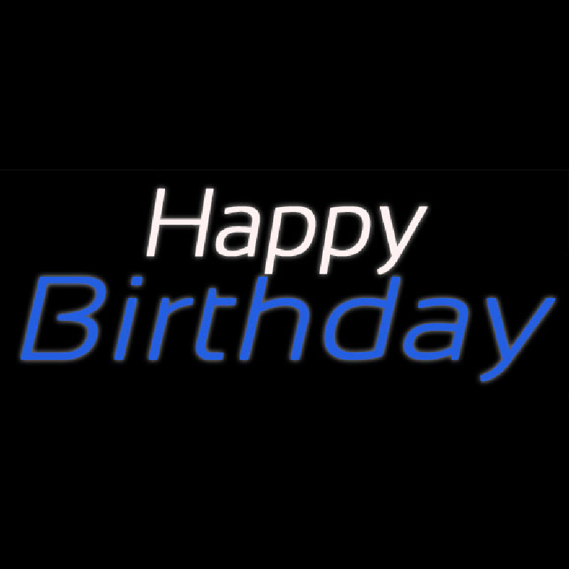 White Happy Blue Birthday Neonreclame