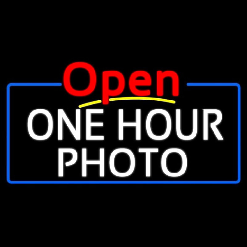 White One Hour Photo Open 4 Neonreclame