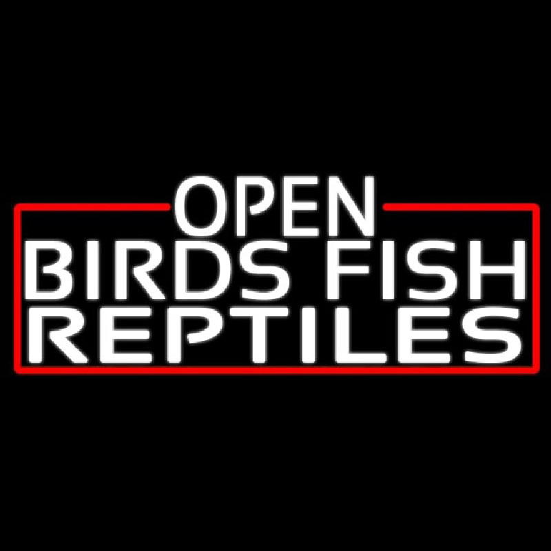 White Open Birds Fish Reptiles With Red Border Neonreclame