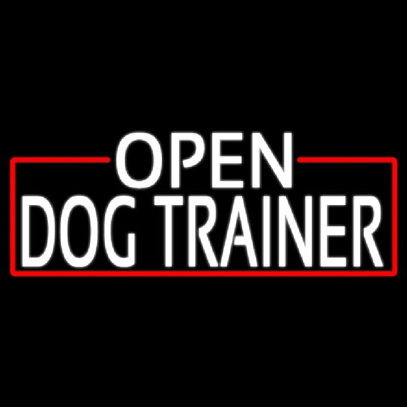 White Open Dog Trainer With Red Border Neonreclame