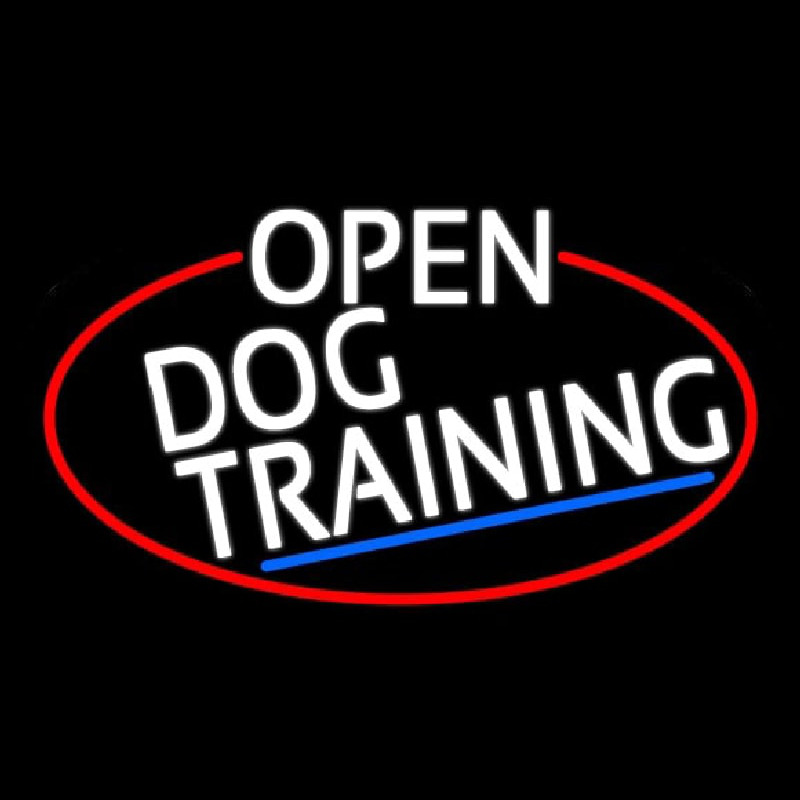 White Open Dog Training Oval With Red Border Neonreclame