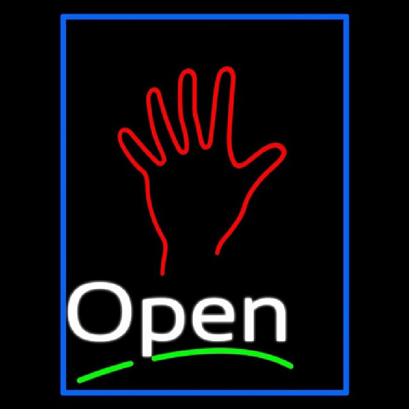 White Open Psychic Blue Border Neonreclame