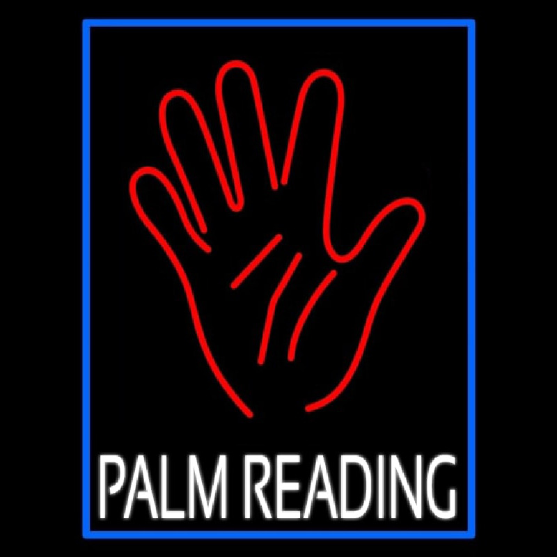 White Palm Reading Blue Border Neonreclame