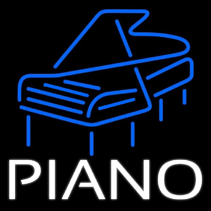 White Piano Blue Logo 4 Neonreclame