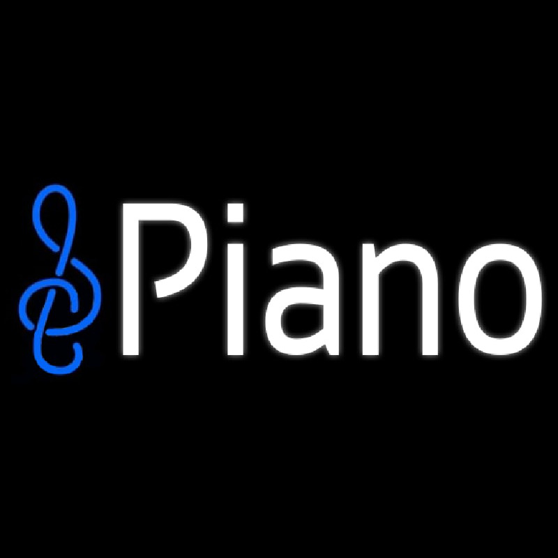 White Piano Music Note Neonreclame