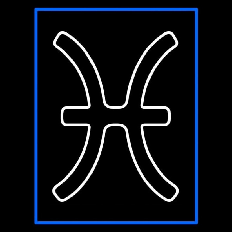 White Pisces Blue Border Neonreclame