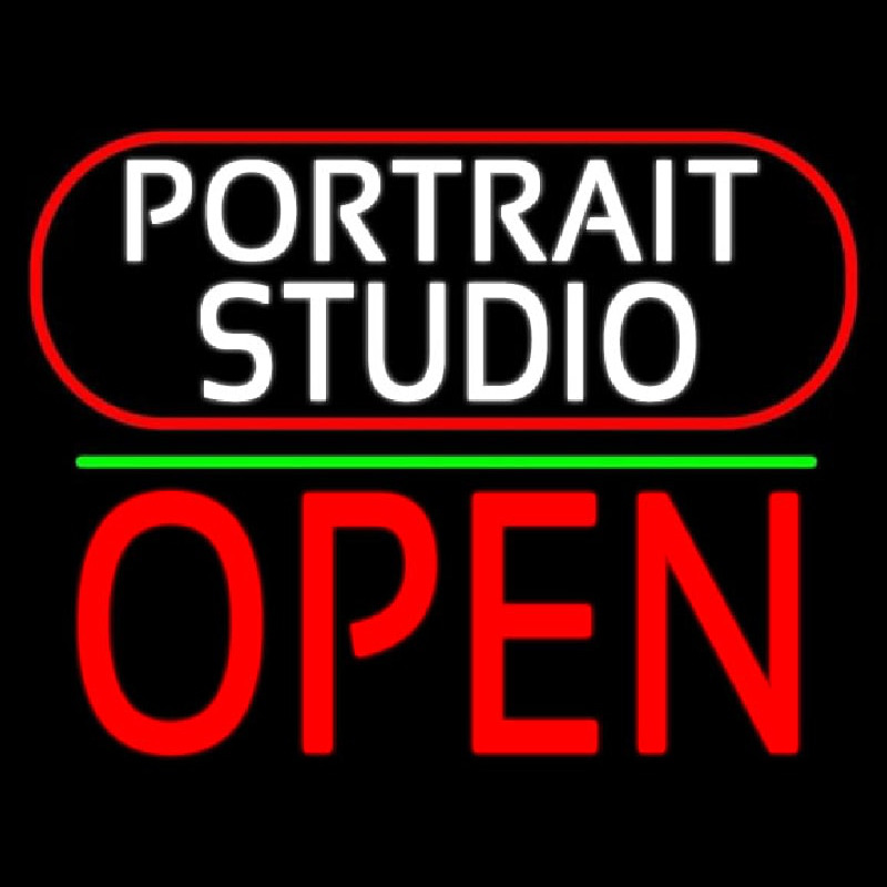 White Portrait Studio Open 1 Neonreclame