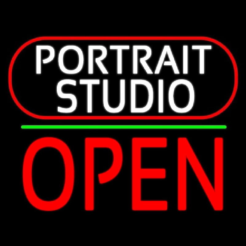 White Portrait Studio Open 2 Neonreclame