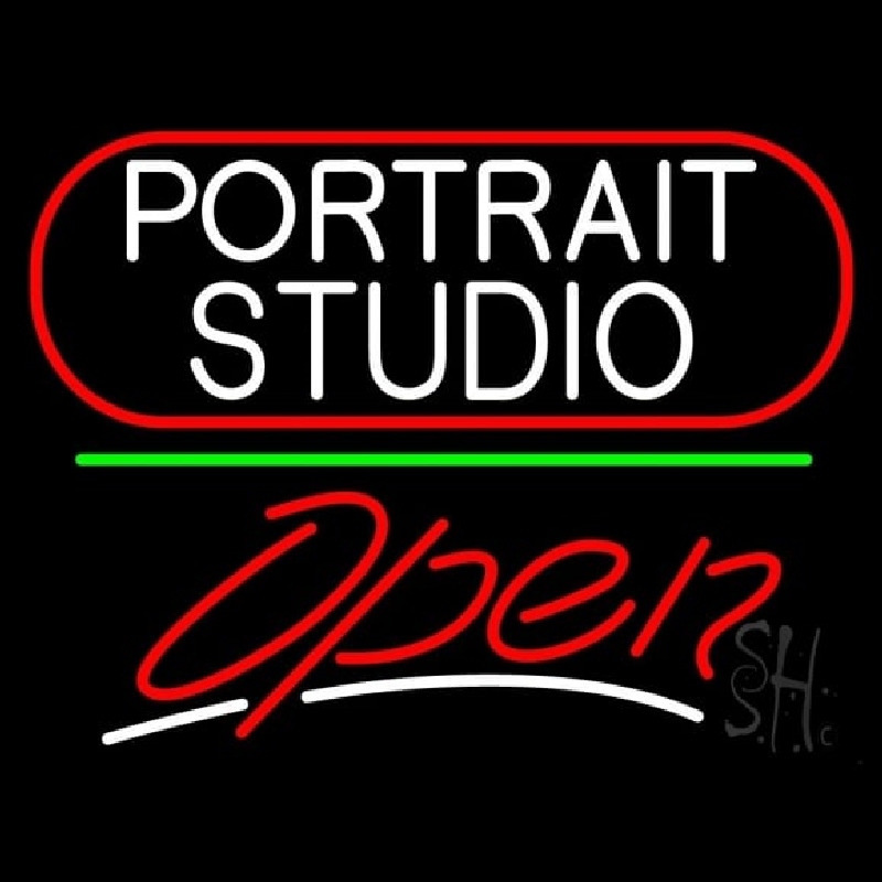White Portrait Studio Open 3 Neonreclame