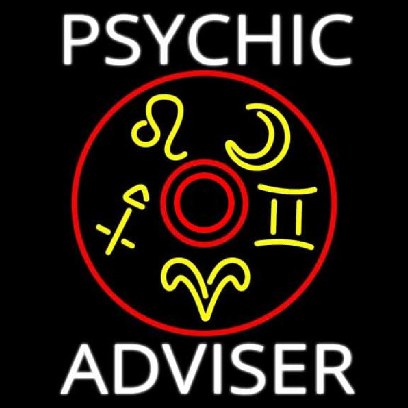 White Psychic Adviser With Logo Neonreclame