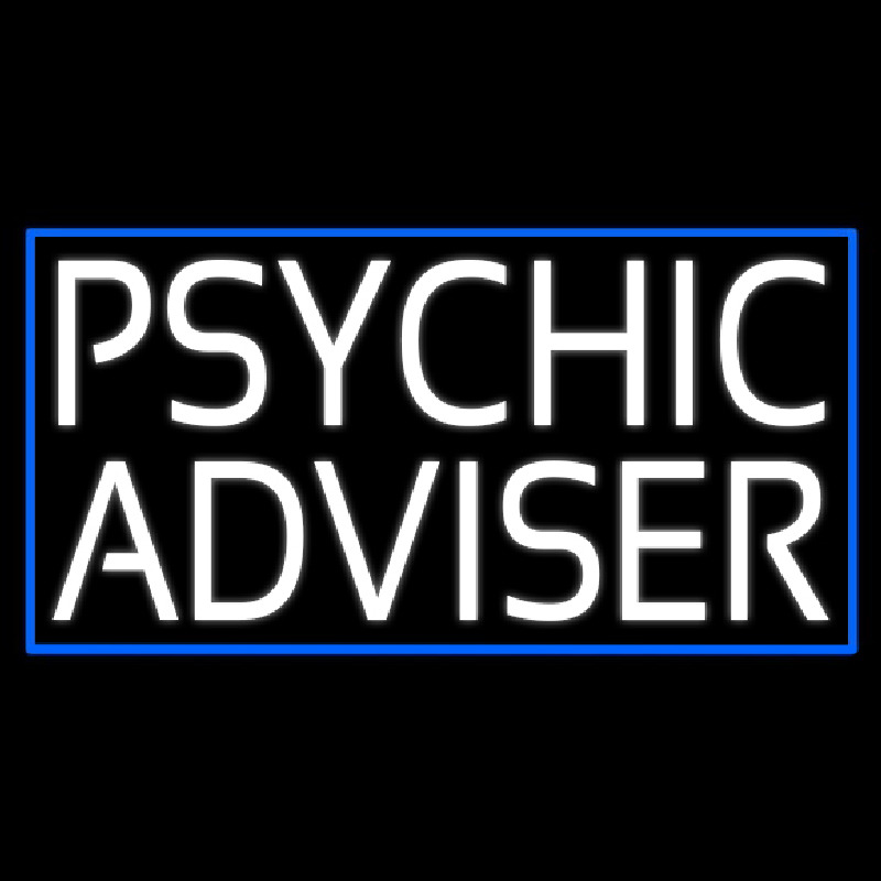 White Psychic Advisor Blue Border Neonreclame