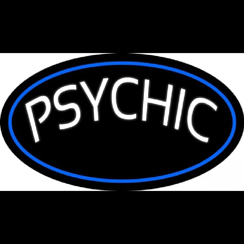 White Psychic Blue Border Neonreclame