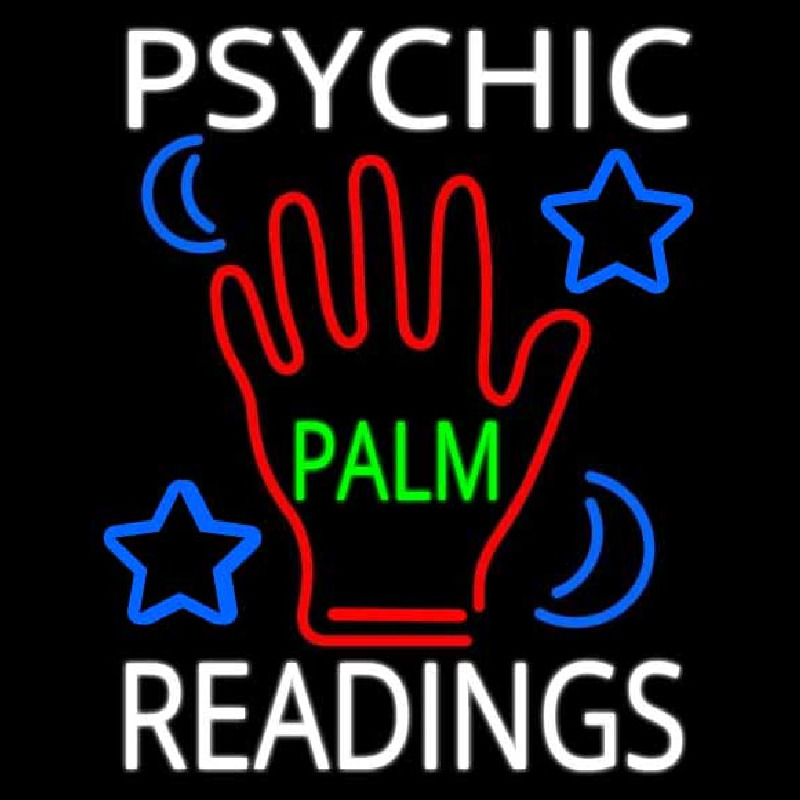White Psychic Readings Green Palm With Logo Neonreclame