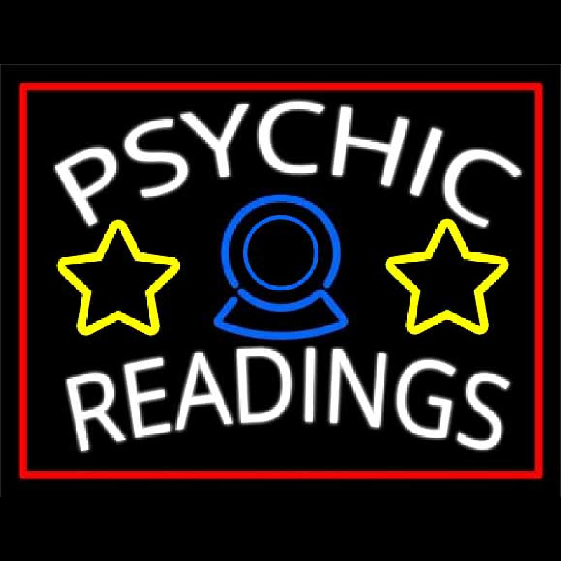 White Psychic Readings Red Border Neonreclame