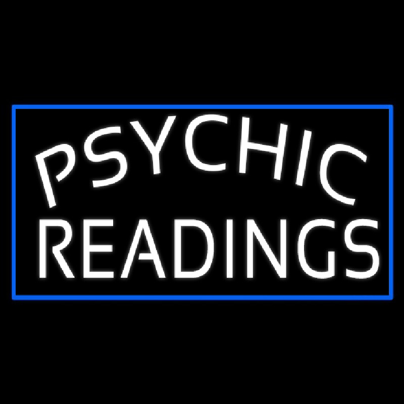 White Psychic Readings With Blue Border Neonreclame