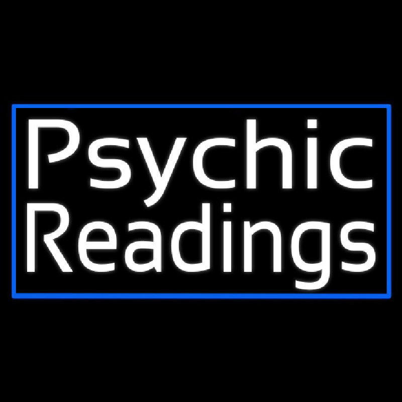 White Psychic Readings With Blue Border Neonreclame