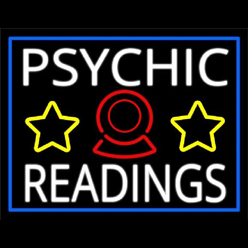 White Psychic Readings With Blue Border Neonreclame