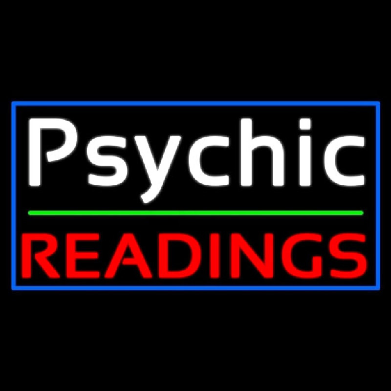 White Psychic Red Readings With Border Neonreclame