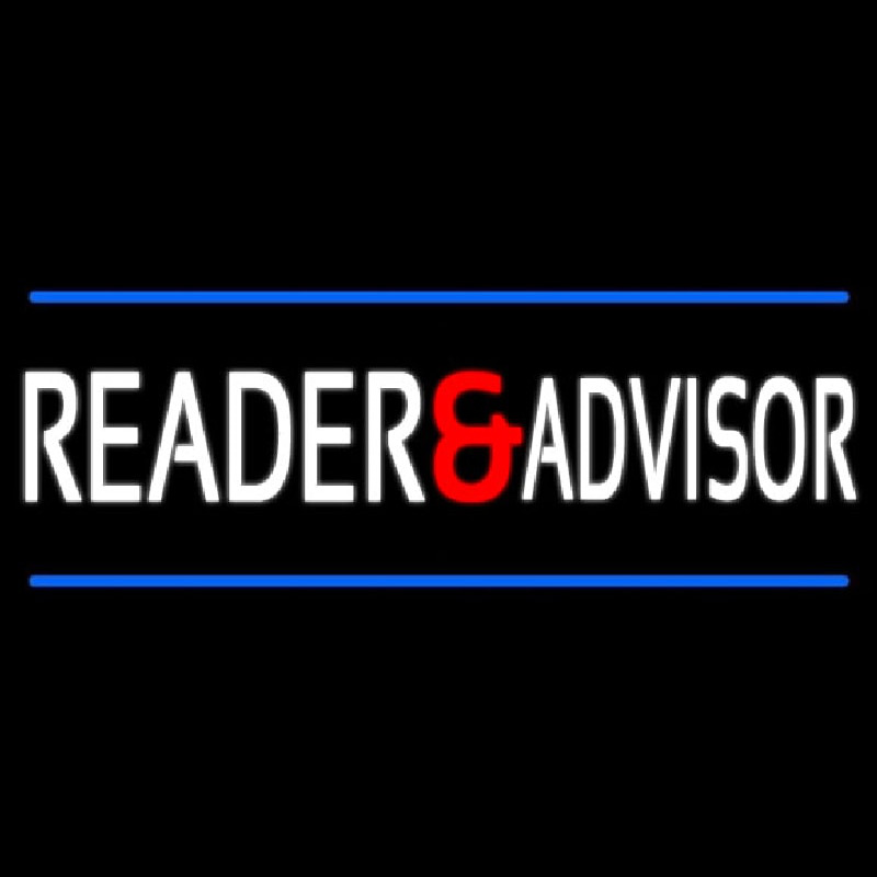 White Reader Advisor And Blue Line Neonreclame