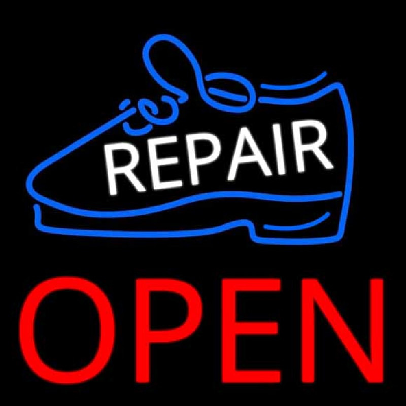 White Repair Shoe Open Neonreclame