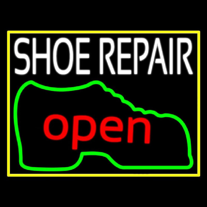 White Shoe Repair Open Neonreclame