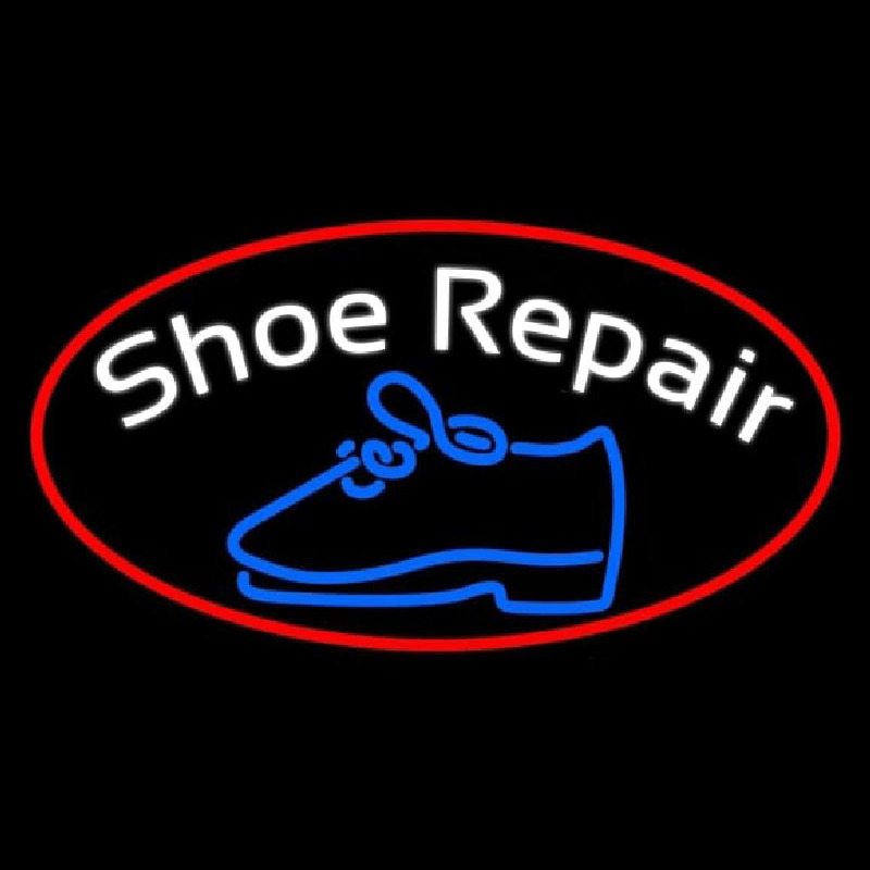 White Shoe Repair With Border Neonreclame
