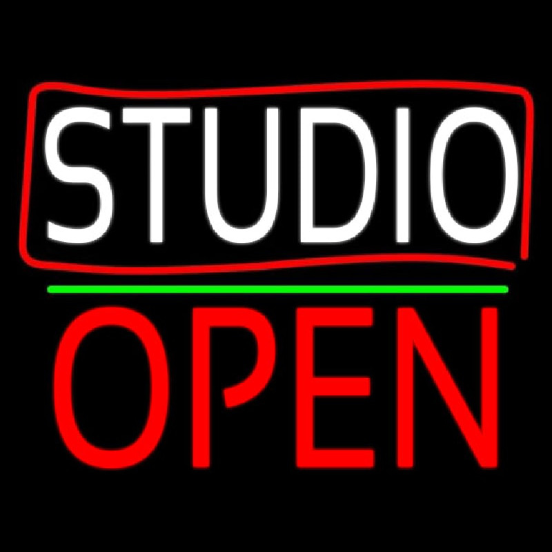 White Studio With Border Open 1 Neonreclame