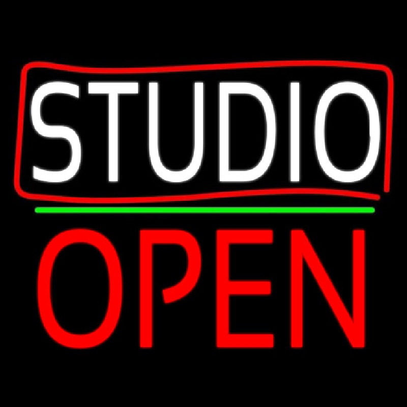 White Studio With Border Open 2 Neonreclame