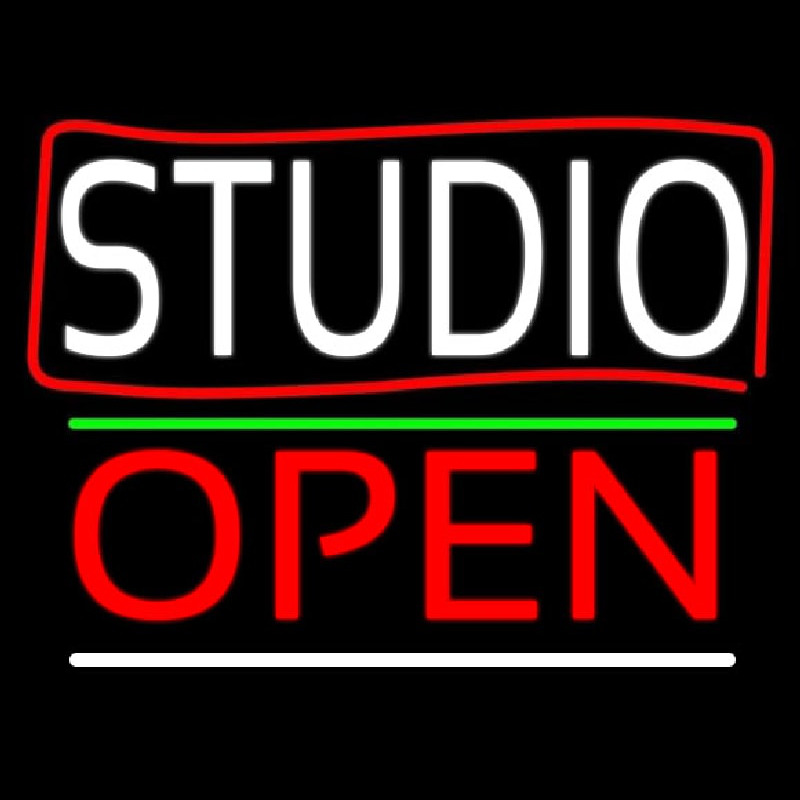 White Studio With Border Open 3 Neonreclame