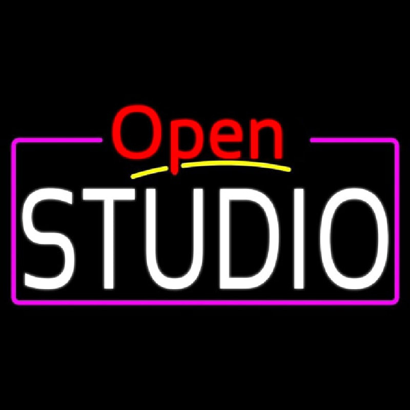 White Studio With Border Open 4 Neonreclame