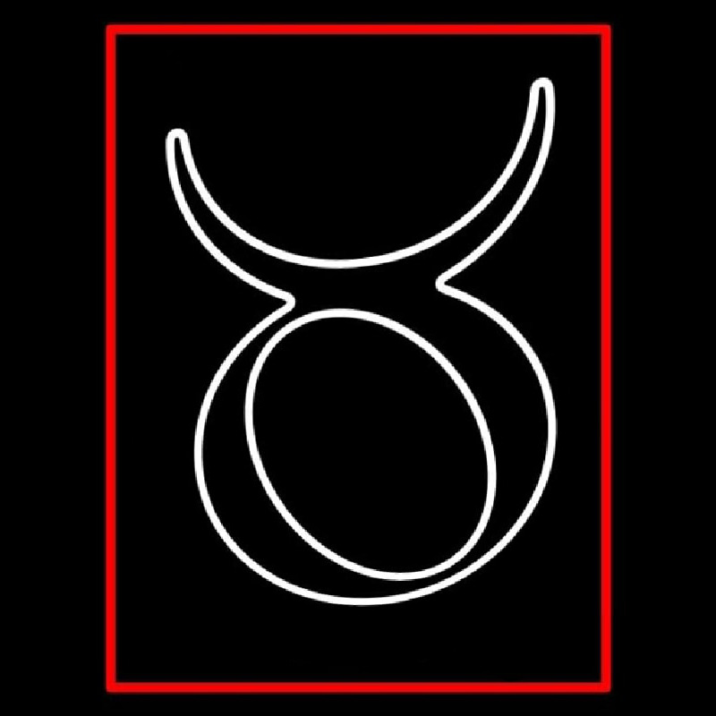 White Taurus Red Border Neonreclame