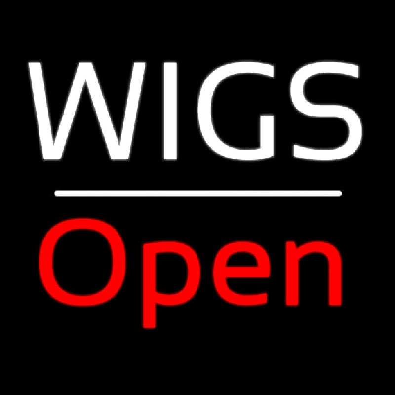 Wigs Open White Line Neonreclame