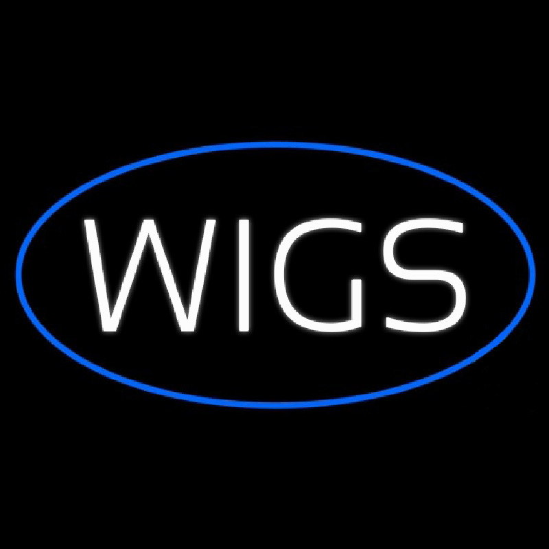 Wigs Oval Blue Neonreclame