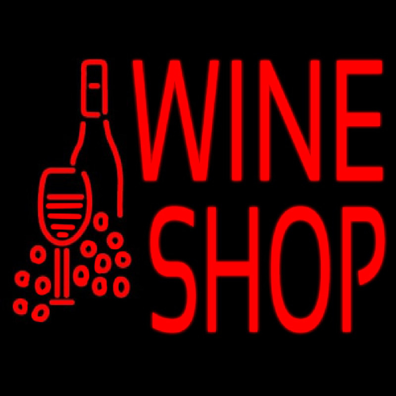 Wine Shop With Bottle And Glass Neonreclame