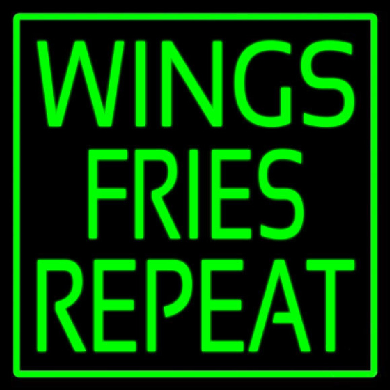 Wings Fries Repeat Neonreclame