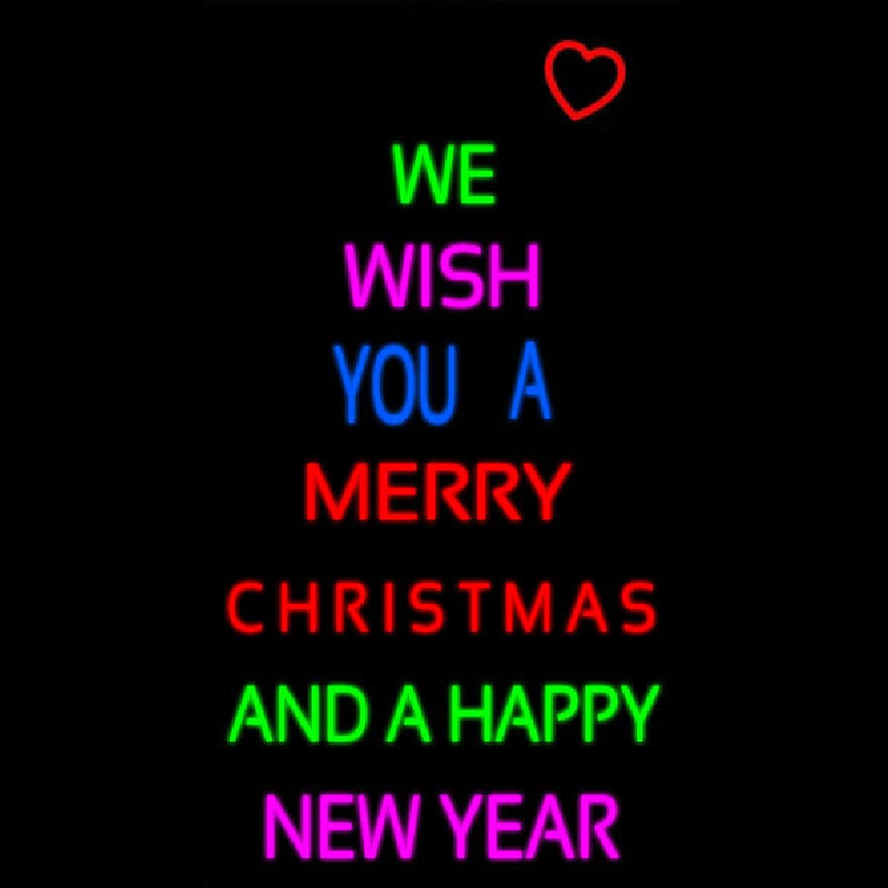 Wishing Merry Christmas Happy New Year Neonreclame