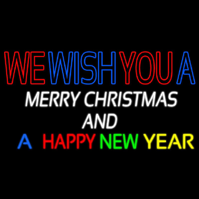 Wishing Merry Christmas Happy New Year Neonreclame