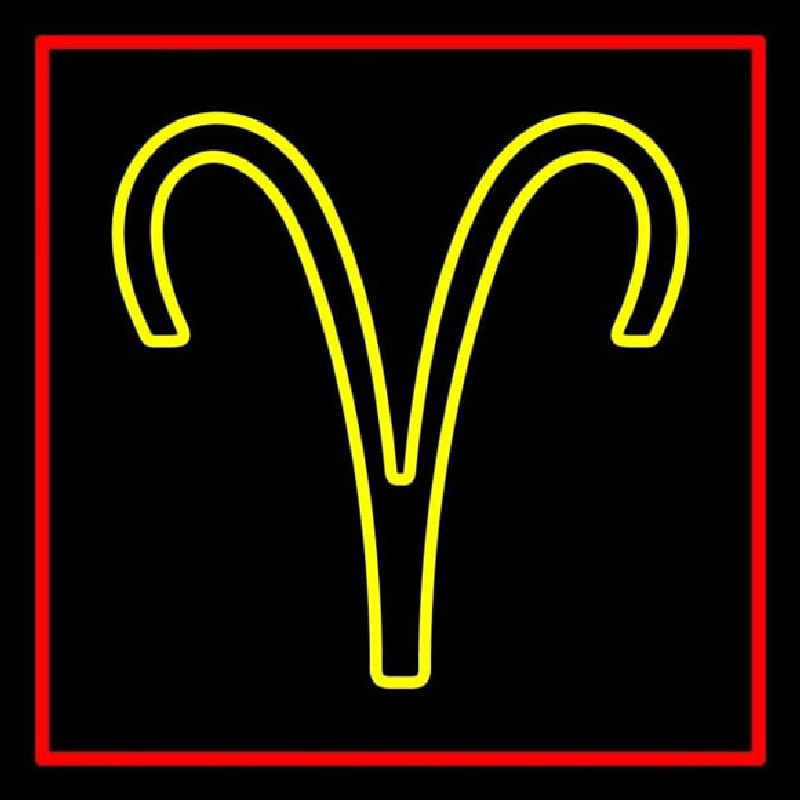 Yellow Aries Red Border Neonreclame