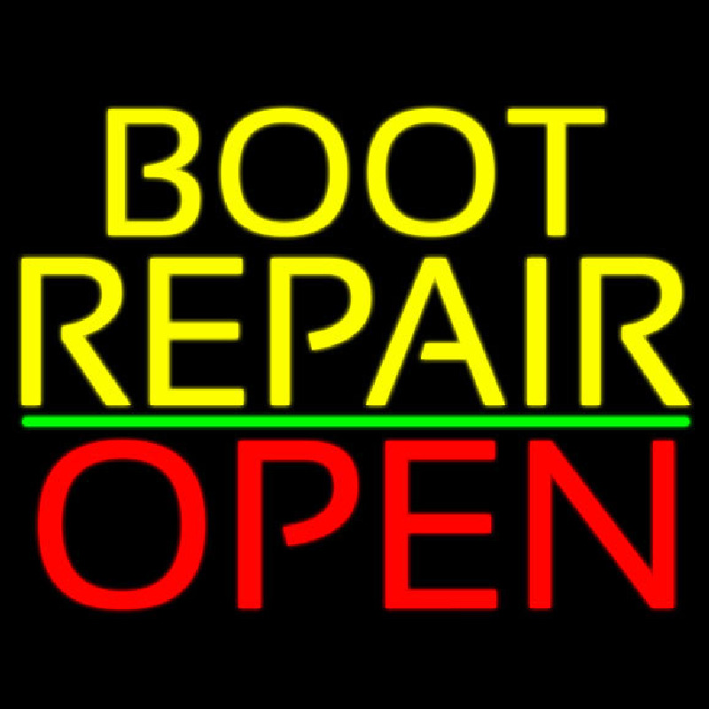 Yellow Boot Repair Open Neonreclame